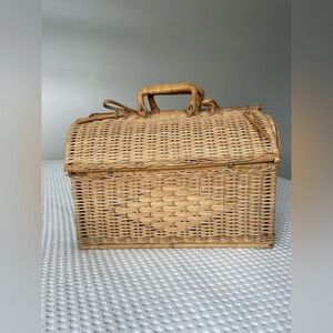 Vintage Woven Picnic Basket